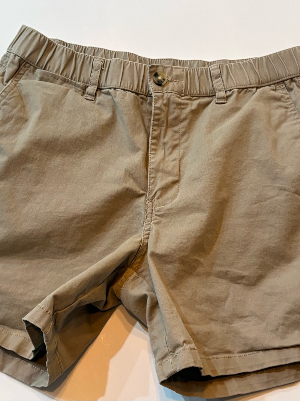 Men's Flat Front Khaki Shorts with Elastic Waist, 5.5” inseam